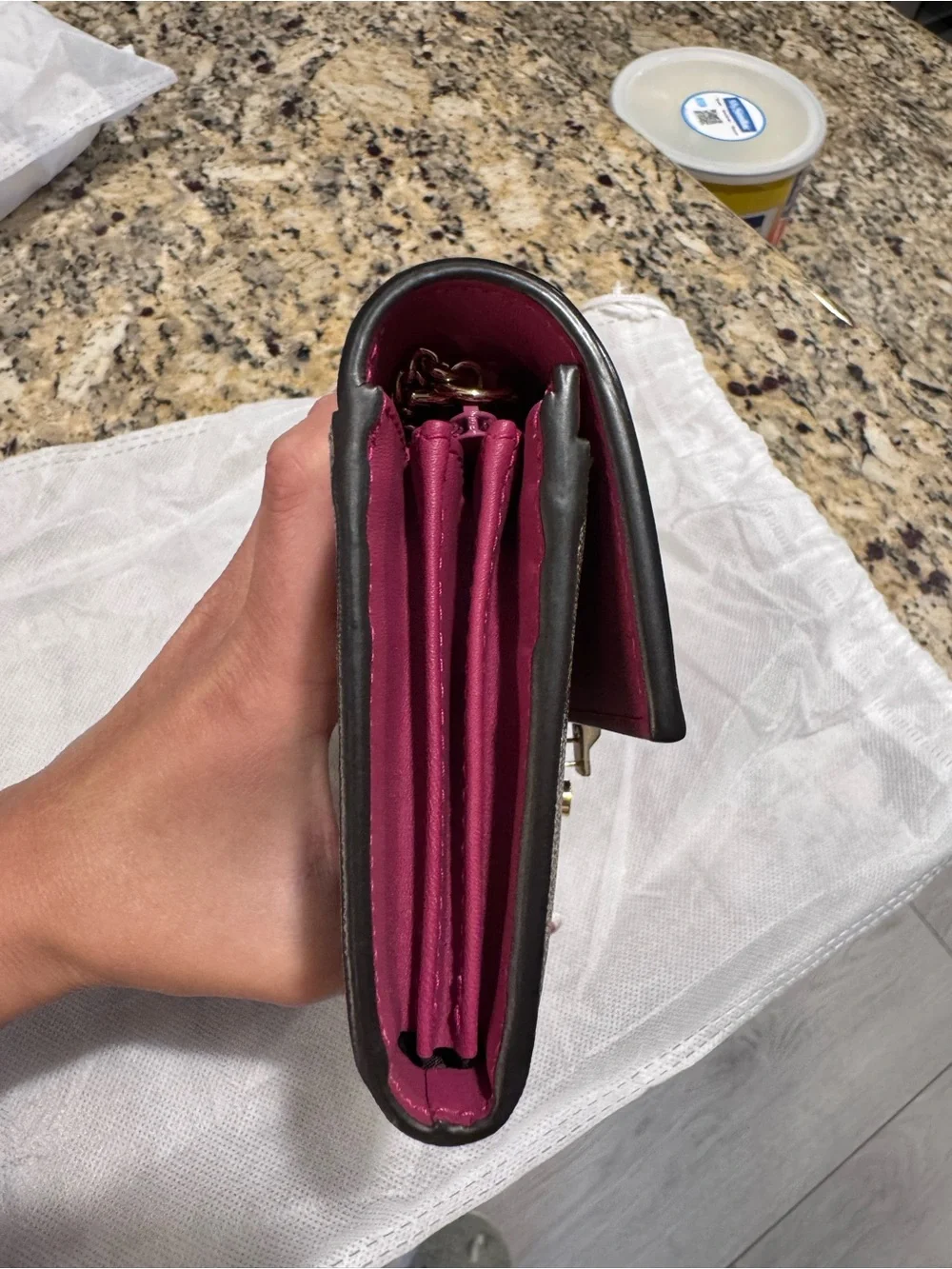 Gucci Red Leather & GG Monogram Continental Wallet with Gold Hardware